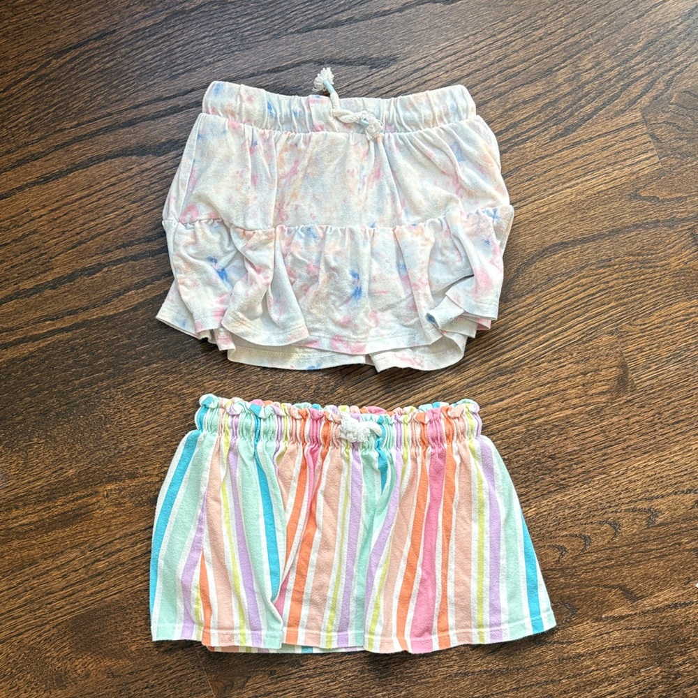 Cat & Jack Ruffled Skort Set - Watercolor Tie Dye and Rainbow Stripe